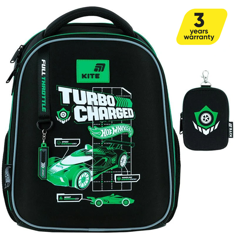 Ghiozdan școlar ortopedic Kite Hot Wheels pentru băieți 6-8 ani