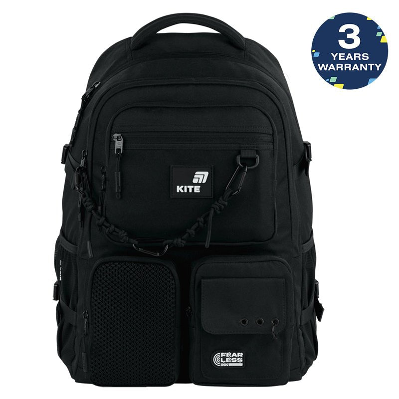 Rucsac școlar pentru adolescenți, negru, compartiment mare, spațios Kite Fear Less
