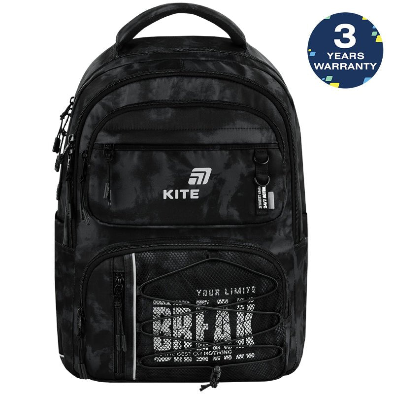 Rucsac școlar gri Kite Break Limits cu șireturi și imprimeu luminos