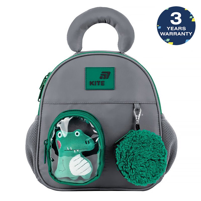 Rucsac preșcolar Kite Croco Boo cu jucărie și portofel pentru băieți 2-5 ani