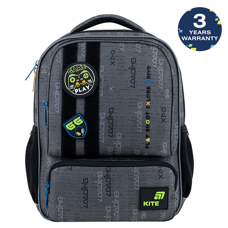 Rucsac preșcolar Kite Good Game, ușor și spațios, cu petice, pentru un băiat cu vârsta cuprinsă între 4 și 7 ani