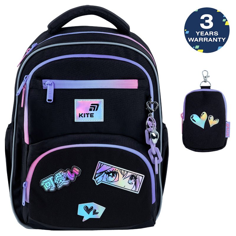 Rucsac școlar ortopedic Kite Anime Dream pentru fete cu breloc și portofel