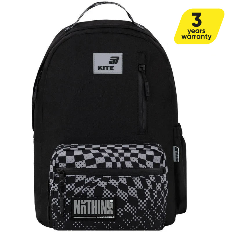Rucsac școlar negru Kite Education pentru adolescenți Nothing Impossible cu organizator și sistem Air Comfort