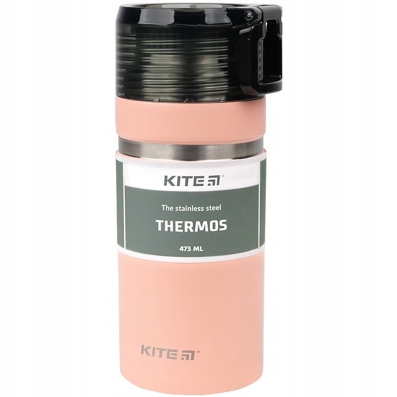 Termos Kite K21-320-01 w pastelowym kolorze z zakrętką, stalowy bidon na ciepłe i zimne napoje