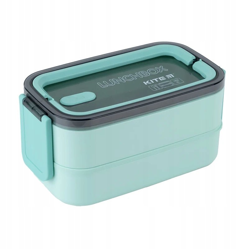 Zamknięty lunchbox Kite K23-183-2 zielony, pojemnik na śniadanie z klamrami do szkoły