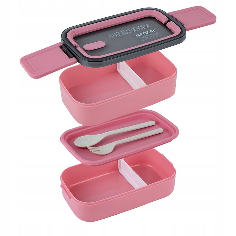 Lunchbox Kite K23-183-3 z rozłożonymi elementami, pojemnik na śniadanie z przegródkami