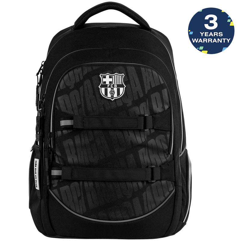 Rucsac școlar FC Barcelona pentru tineri, negru, cu sistem AGS și suport pentru skateboard