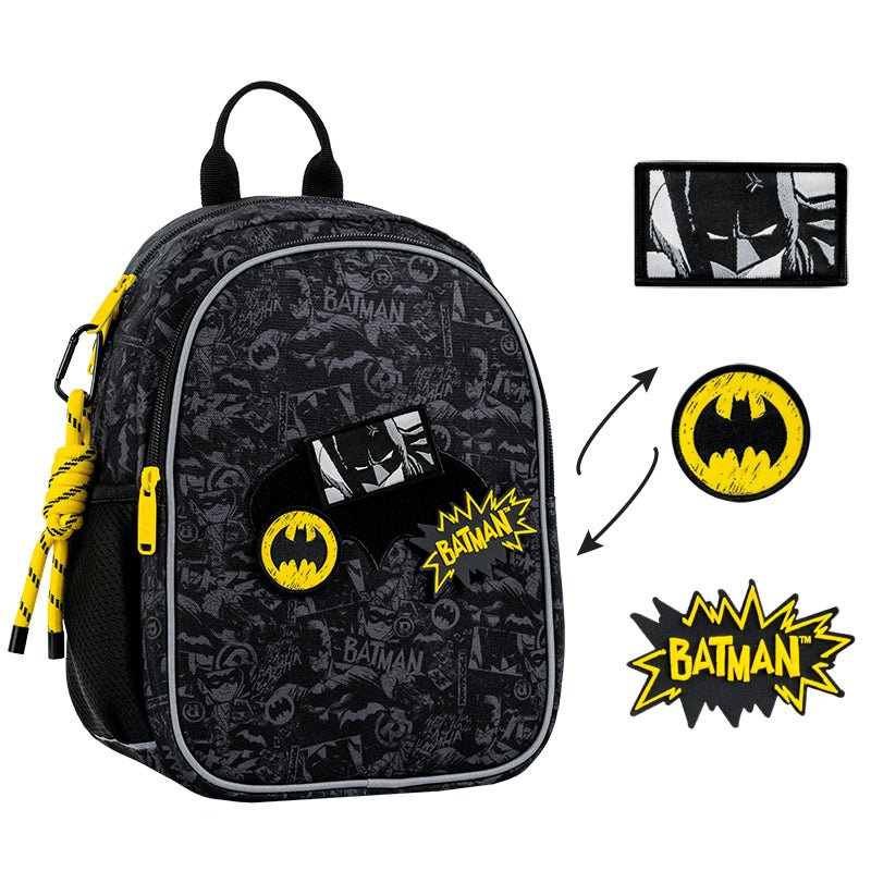 Rucsac ușor preșcolar Kite DC Batman pentru băieți cu petice cu velcro