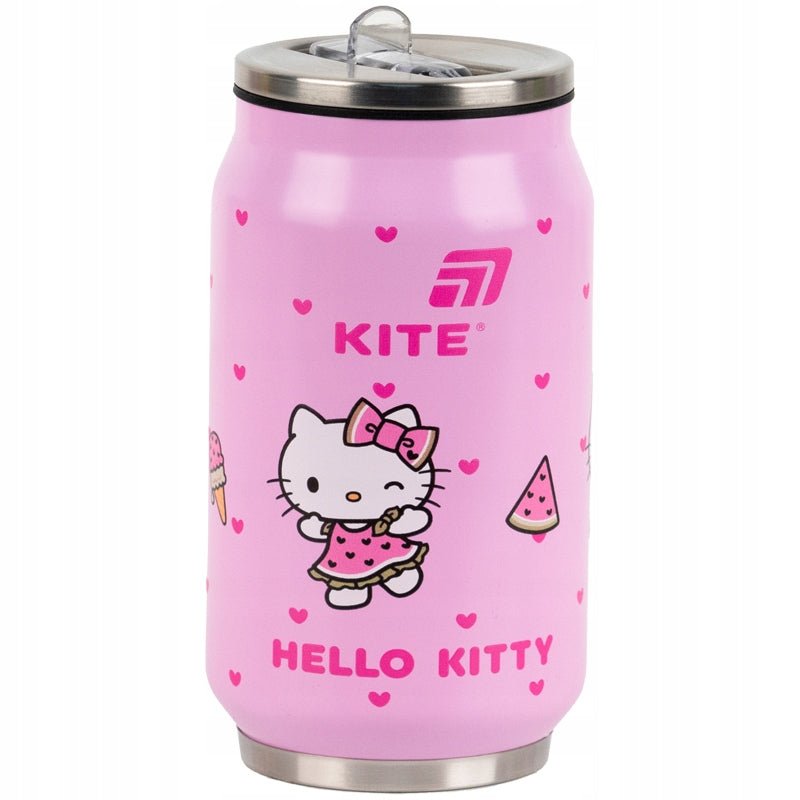 Kubek termiczny Kite Hello Kitty w kolorze jasnoróżowym z grafiką uroczej kotki.