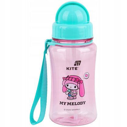 Różowy bidon na wodę Kite My Melody 350 ml ze słomką.