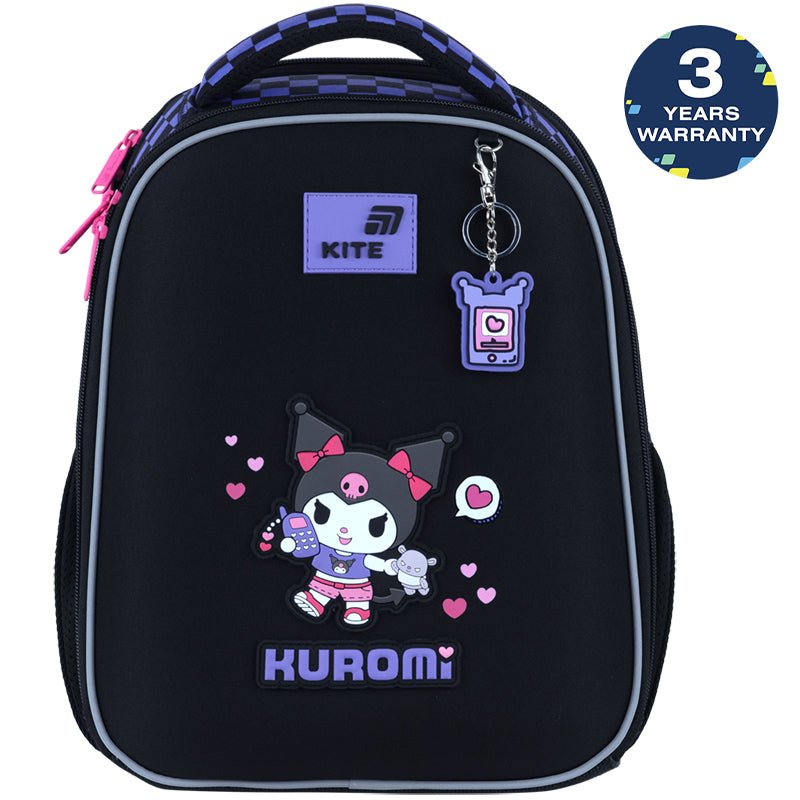 Ghiozdan ortopedic Kuromi Kite pentru fete, clasa I, negru
