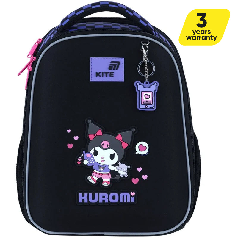 Ghiozdan ortopedic Kuromi Kite pentru fete, clasa I, negru