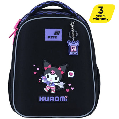 Ghiozdan ortopedic Kuromi Kite pentru fete, clasa I, negru