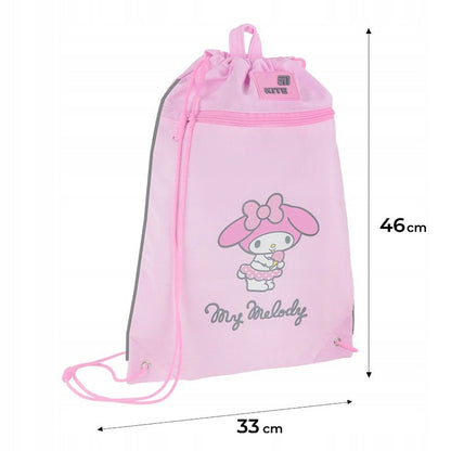 Infografika pokazująca wymiary 46x33 cm różowego worka na buty Kite dla dzieci.