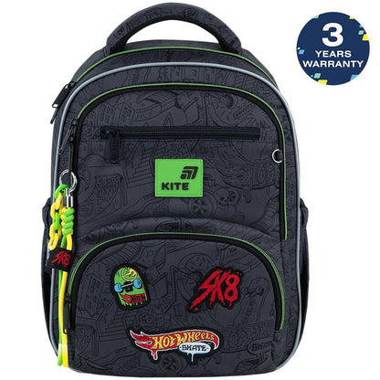 Rucsac școlar Kite Hot Wheels Skate pentru băiat, clasele 1-4, negru, ortopedic, ușor