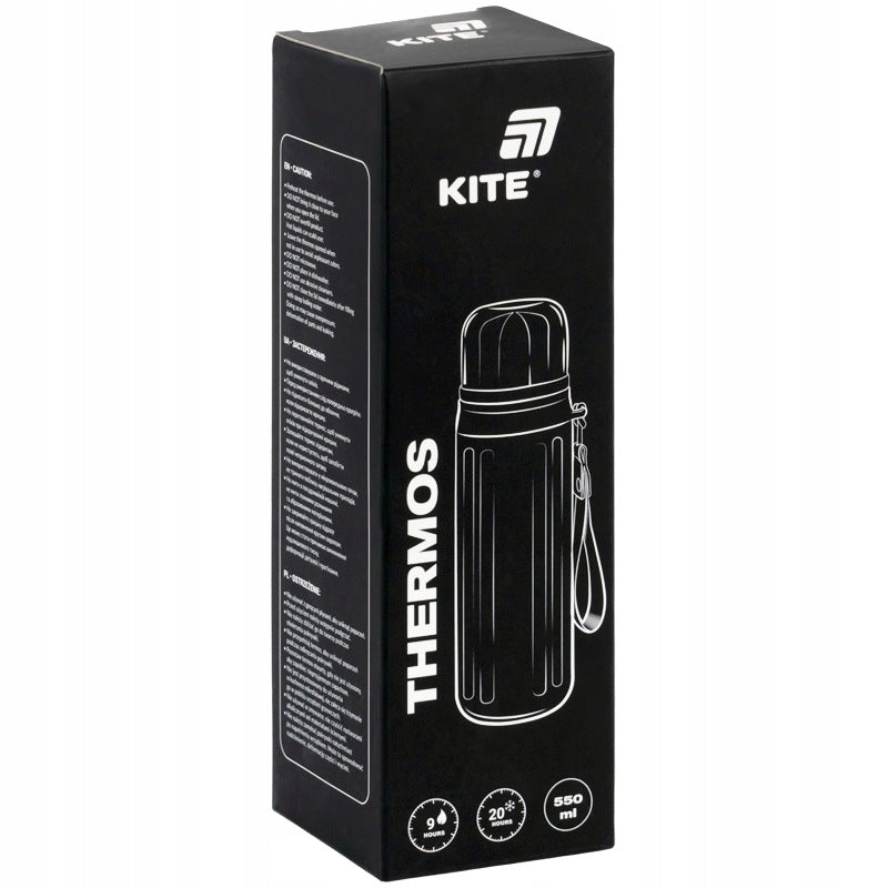 Czarny termos ze stali nierdzewnej Kite 550 ml spakowany w pudełko