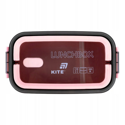 Różowy lunchbox Kite z transparentną kryszkową.