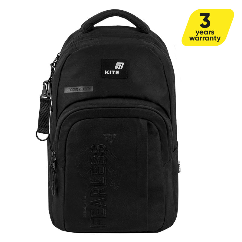 Rucsac școlar Kite Fearless negru pentru băieți 13-17 ani, spațios