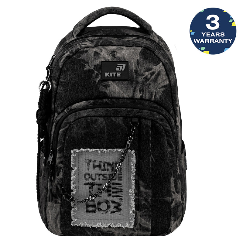 Rucsac Kite Denim Core Black pentru băieți 9-12 ani cu lanț