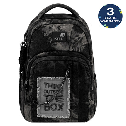 Rucsac Kite Denim Core Black pentru băieți 9-12 ani cu lanț