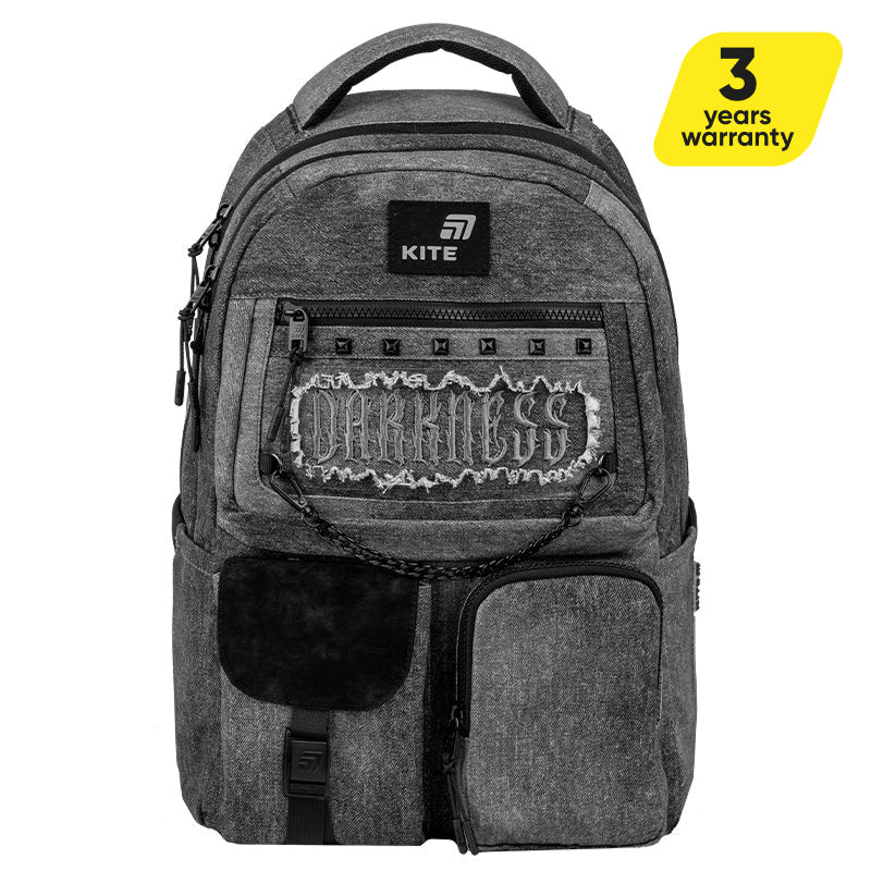 Rucsac școlar Kite Darkness pentru copii, din denim, pentru băieți cu vârsta cuprinsă între 9 și 12 ani