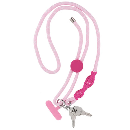 Różowy pleciony pasek crossbody Kite przypięty do pęku kluczy