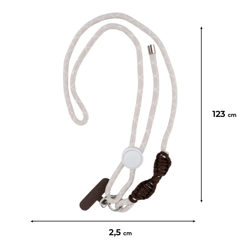 Wymiary beżowego paska do telefonu Kite 123 cm długości i 2,5 cm szerokości