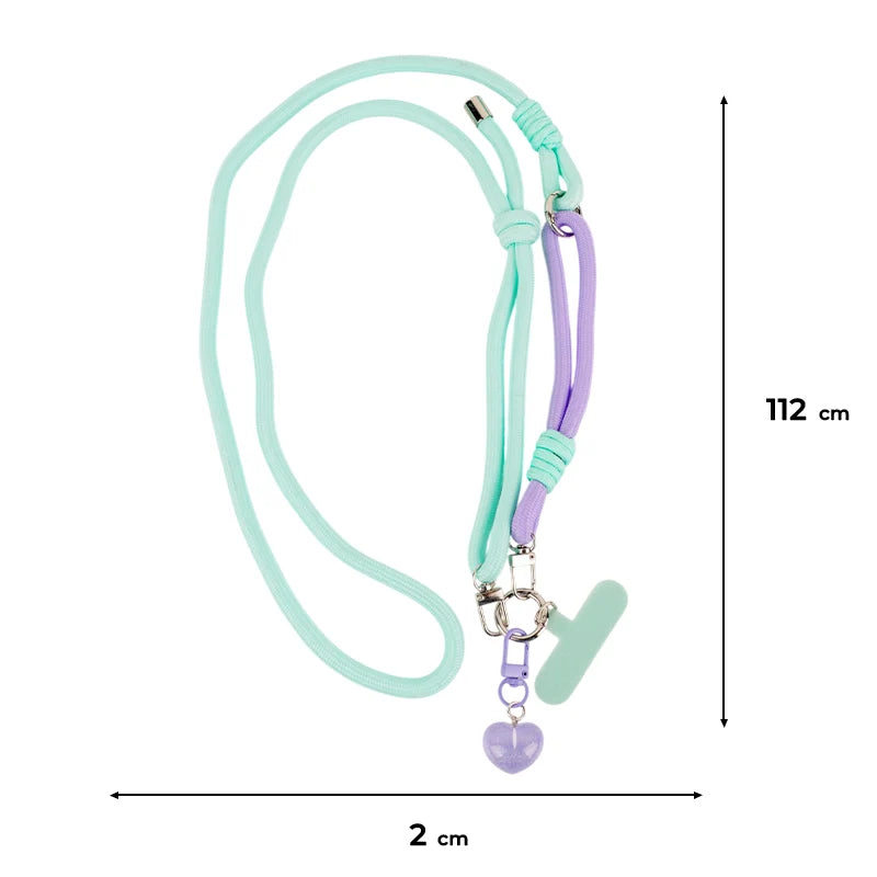Wymiary turkusowego paska do telefonu Kite 112 cm długości i 2 cm szerokości