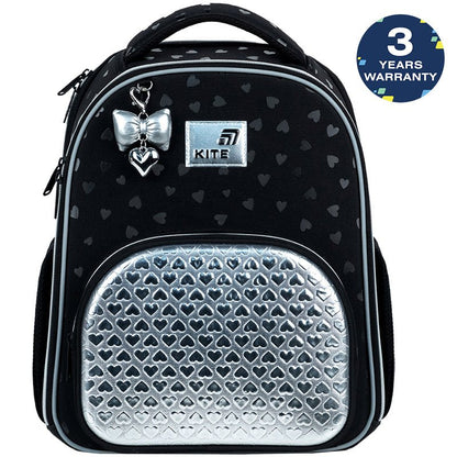 Tornister szkolny ortopedyczny dla 6–12 lat Kite Black&amp;Silver