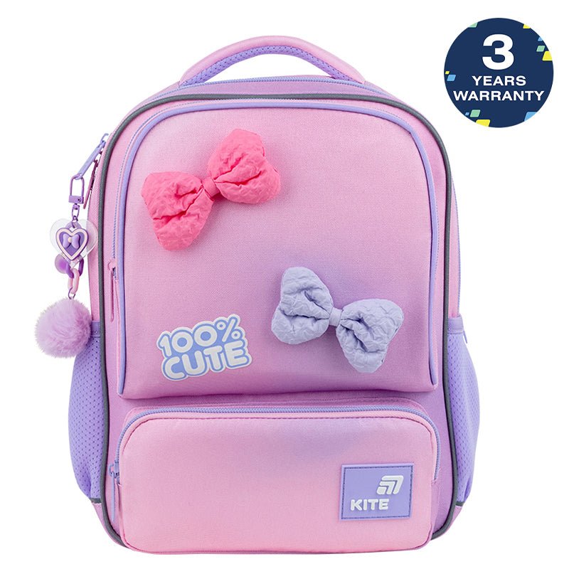 Rucsac preșcolar drăguț Kite cu funde și buzunare laterale pentru fete 4-7 ani
