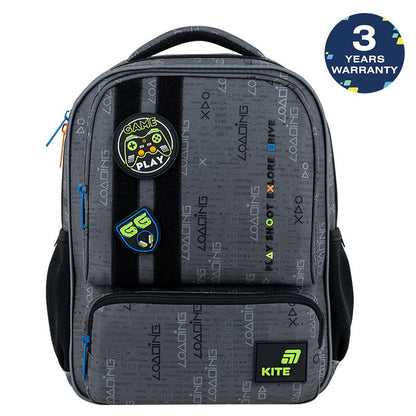 Rucsac preșcolar Kite Good Game, ușor și spațios, cu petice, pentru un băiat cu vârsta cuprinsă între 4 și 7 ani