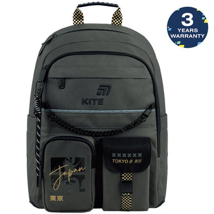 Rucsac ortopedic gri pentru băieți în stil kawaii Kite Tokyo Vibe