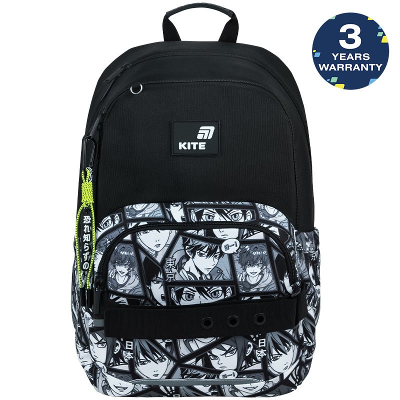 Rucsac școlar ortopedic ușor pentru băieți, negru, cu breloc, Kite Anime Boy