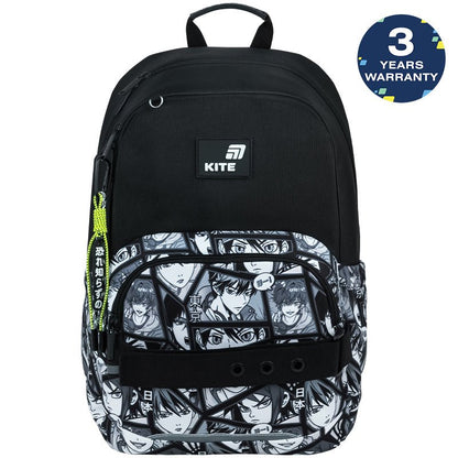 Rucsac școlar ortopedic ușor pentru băieți, negru, cu breloc, Kite Anime Boy