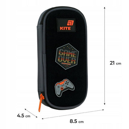 Wymiary czarnej saszetki Kite – pojemny piórnik do szkoły.