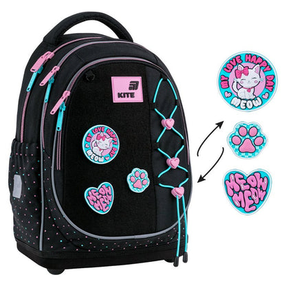 Ghiozdan școlar ortopedic Kite Pretty Kitty pentru fete cu petice