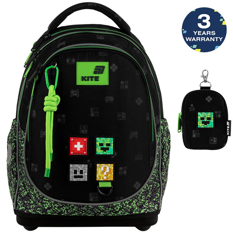 Rucsac școlar ortopedic Kite Pixel negru pentru băieți, clasele 1-4