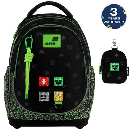 Rucsac școlar ortopedic Kite Pixel negru pentru băieți, clasele 1-4