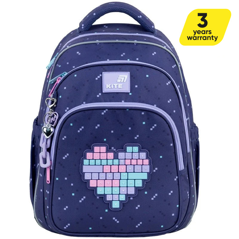 Rucsac școlar ortopedic Kite Type Love pentru fete de 9-12 ani cu o inimă