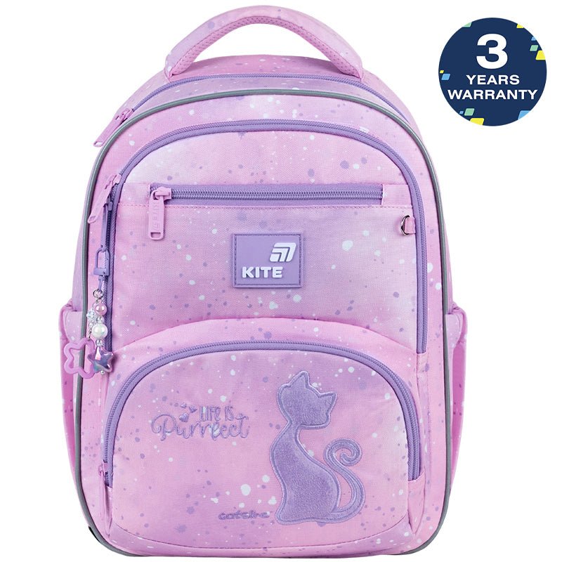 Rucsac Kite Catsline roz cu pisici și reflectorizante pentru fete