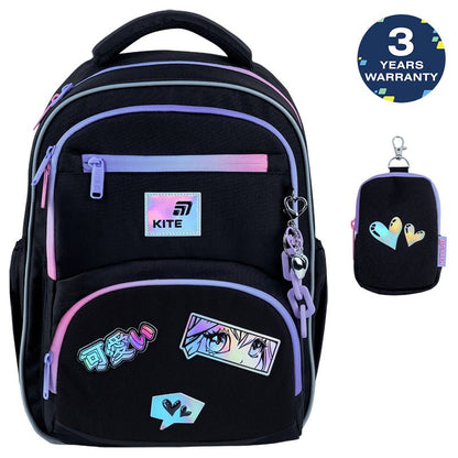 Rucsac școlar ortopedic Kite Anime Dream pentru fete cu breloc și portofel