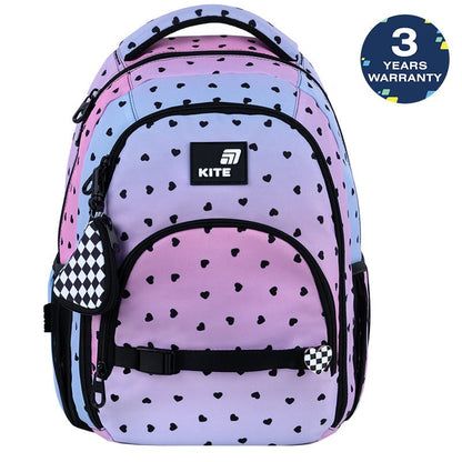 Rucsac școlar ortopedic cu buline roz și portofel Kite Gradient