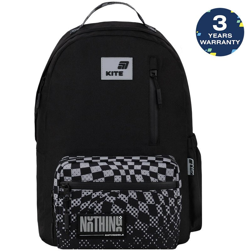 Rucsac școlar negru Kite Education pentru adolescenți Nothing Impossible cu organizator și sistem Air Comfort