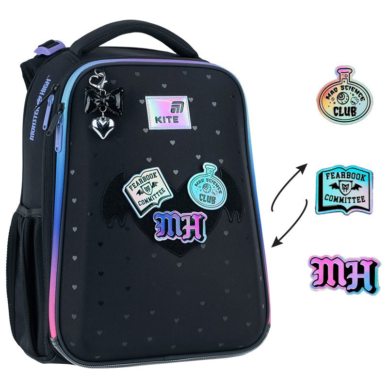 Ghiozdan ortopedic pentru fete, clasele I-IV, cu petice Monster High Kite