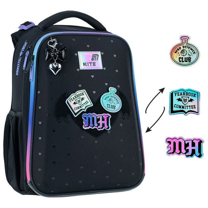 Ghiozdan ortopedic pentru fete, clasele I-IV, cu petice Monster High Kite