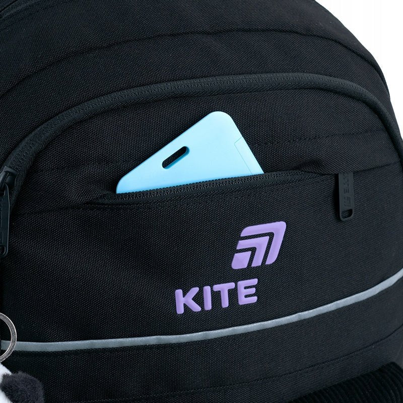 Plecak szkolny czarny Kite ukryta kieszeń zewnętrzna