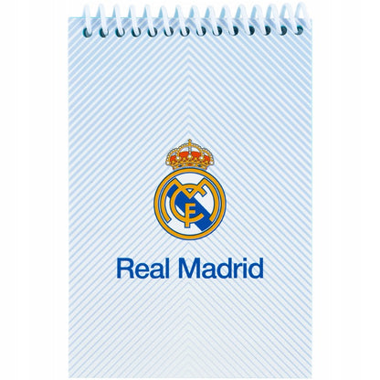 Notatnik spiralny dla chłopców Real Madrid z piłką na okładce. drobny prezent na dzień chłopaka