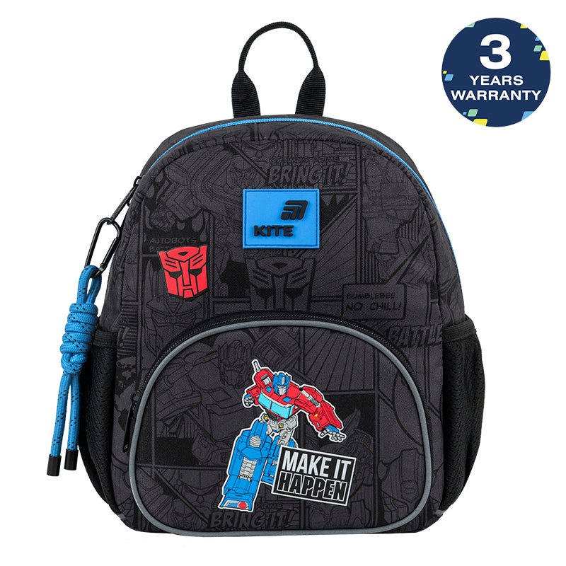 Rucsac Kite Kids Transformers negru pentru preșcolari, ușor, cu breloc