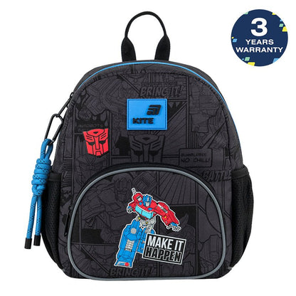 Rucsac Kite Kids Transformers negru pentru preșcolari, ușor, cu breloc