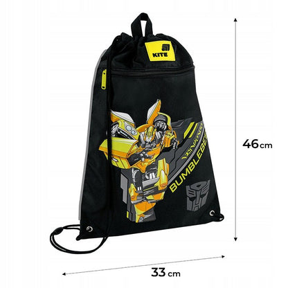 Wymiary worka na buty Kite Transformers przedstawione na zdjęciu z infografiką.